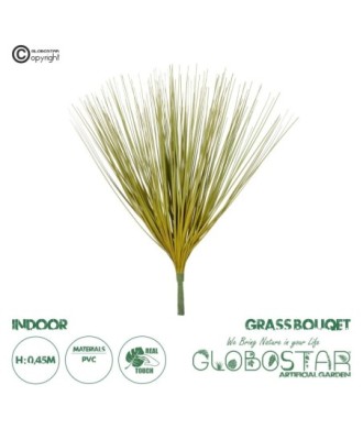 GloboStar® Artificial Garden YELLOW GREEN GRASS BOUQUET 21158 Τεχνητό Διακοσμητικό Μπουκέτο Grass Κίτρινο Πράσινο Y45cm